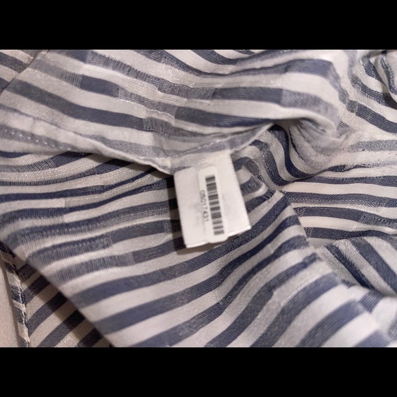ST.JOHN stripe shirt blue beige size 4 - Picture 11 of 11